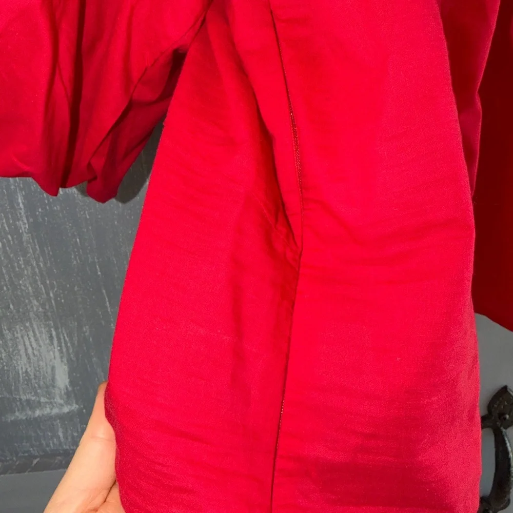 DKNY Red Puff Sleeve Blouse Size L | Balloon Sleeve Top | Statement Top - Picture 6 of 7
